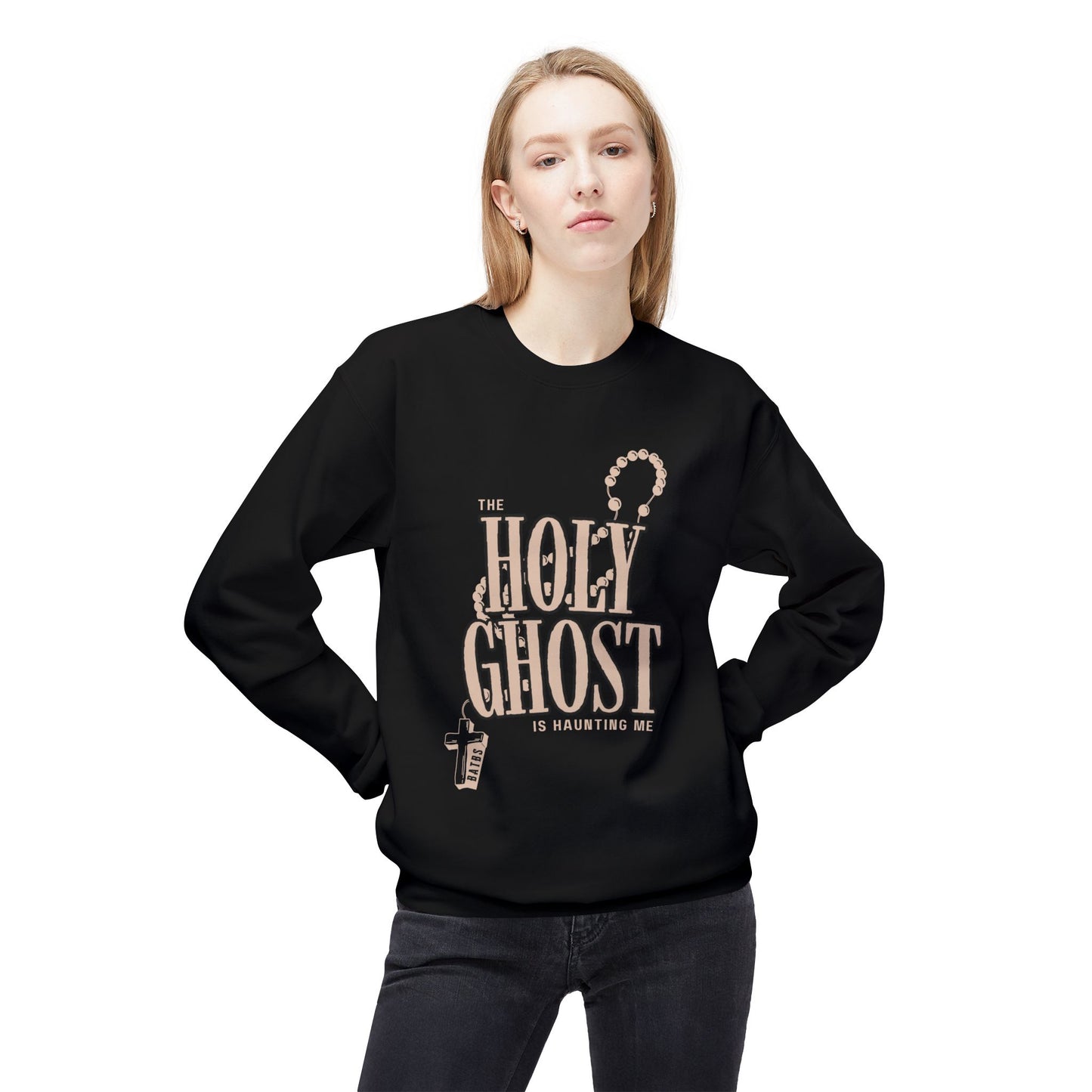 The Holy Ghost is Haunting Me Midweight Softstyle Fleece Crewneck Sweatshirt