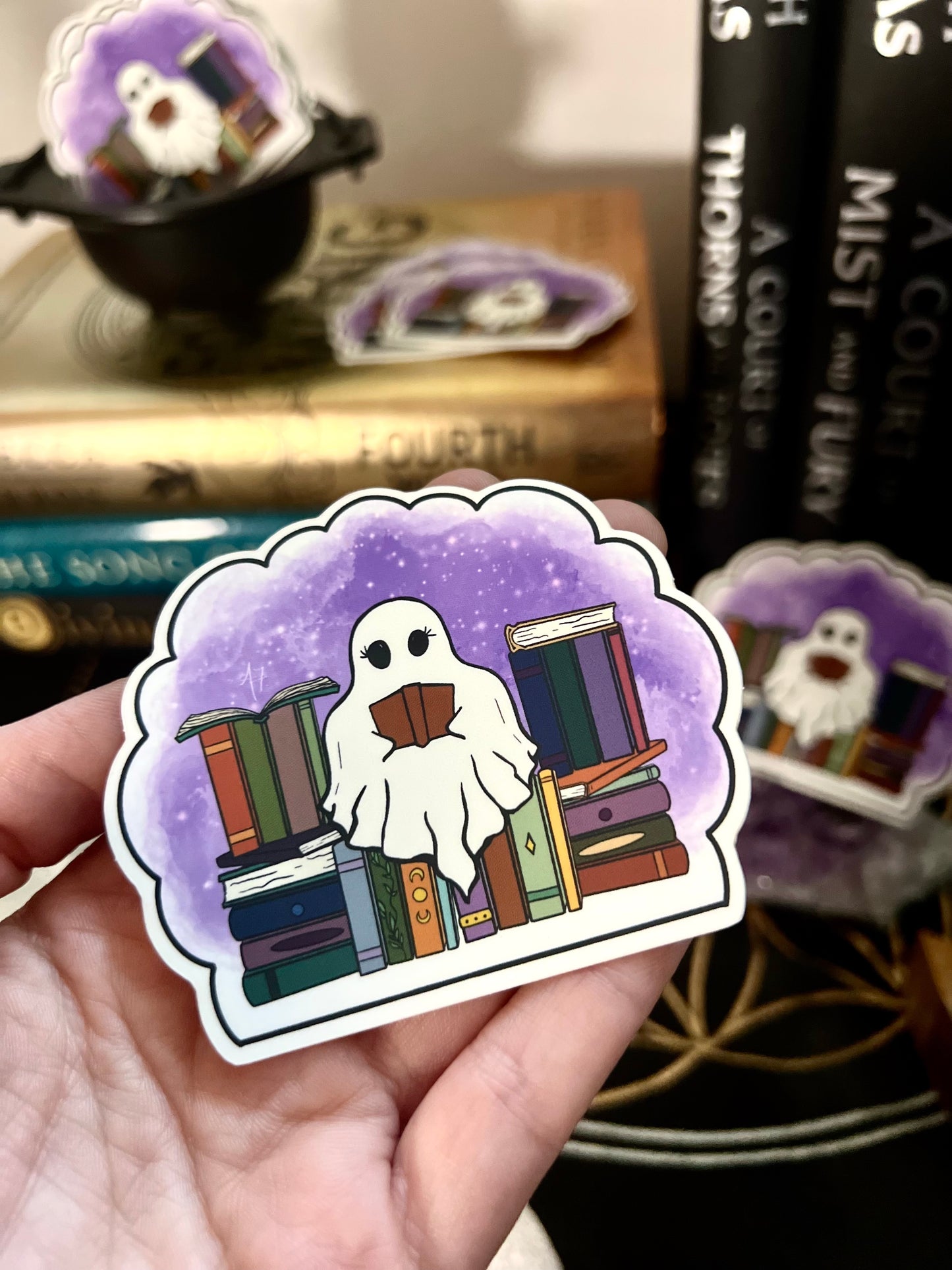 Spooky Bookish Sticker Waterproof